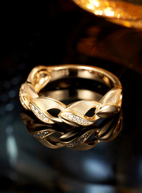 【直播爆款】轻奢S925纯银中古拉丝戒指女高级感意式镶钻锆石指环