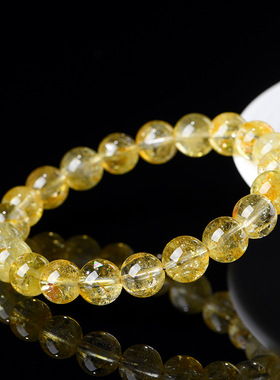 水晶 天然桂花黄托帕圆珠手链 黄色托帕石散珠手串 厂家直销