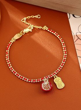 爆款红色石榴锆石项链高级感时尚甜酷气质锁骨链清新甜美闪亮耳环