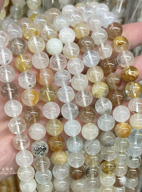 天然水晶彩色托帕石圆珠散珠