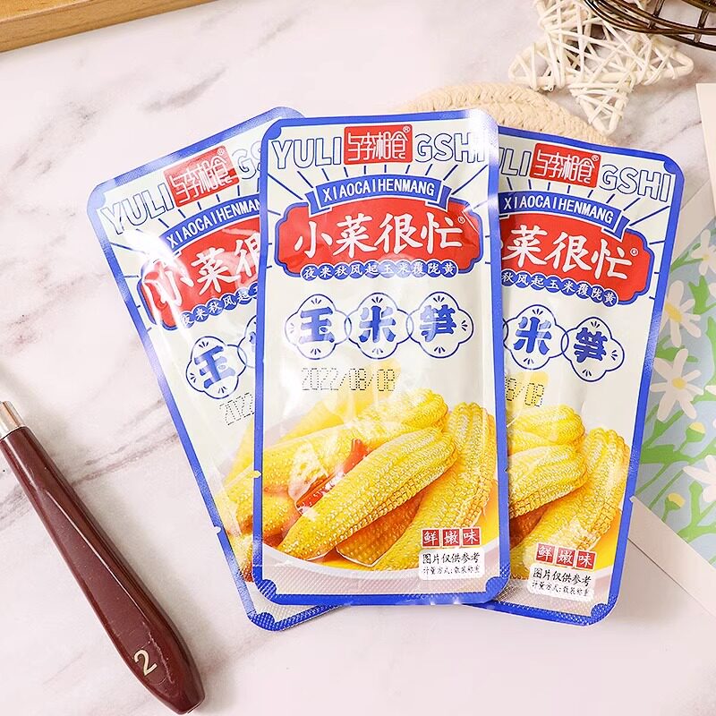 小菜与李湘食很忙黄瓜秋葵贡菜玉米笋咸菜下饭菜咸泡菜袋熟食即食