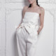 Post-conception ທໍ່ linen ສີຂາວ jumpsuit ເທິງສໍາລັບແມ່ຍິງ