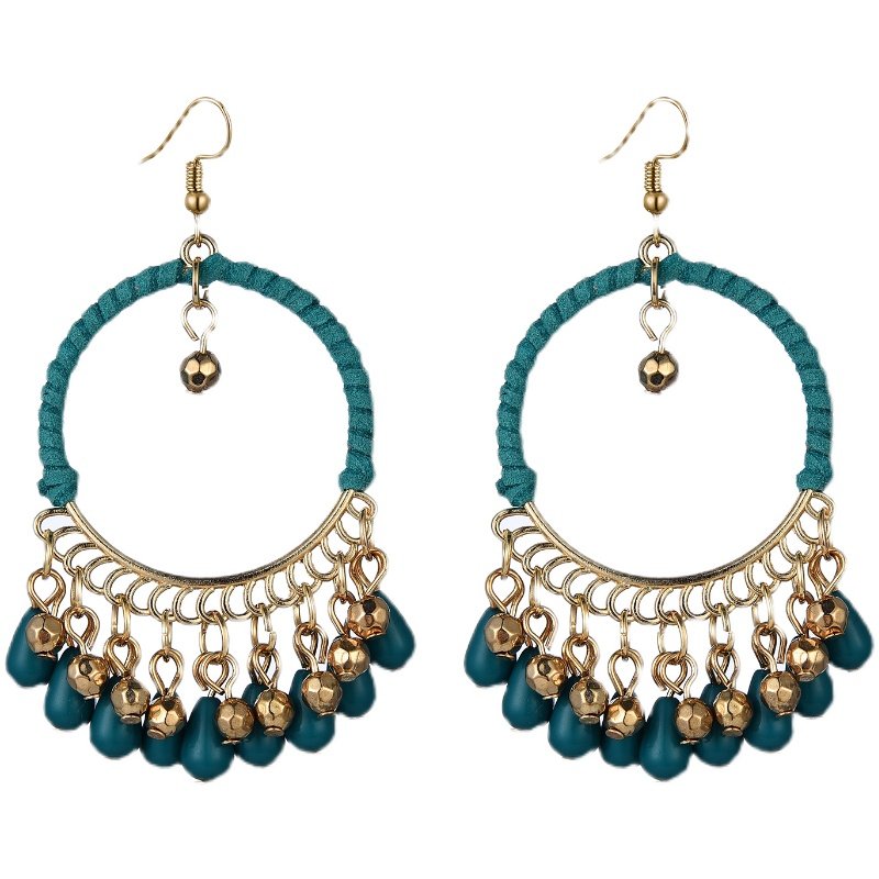 民族风气质手工编织流苏耳环波西米亚复古圆形铃铛耳坠个性时尚新,淘宝优惠券,粉丝福利购,淘宝优惠卷