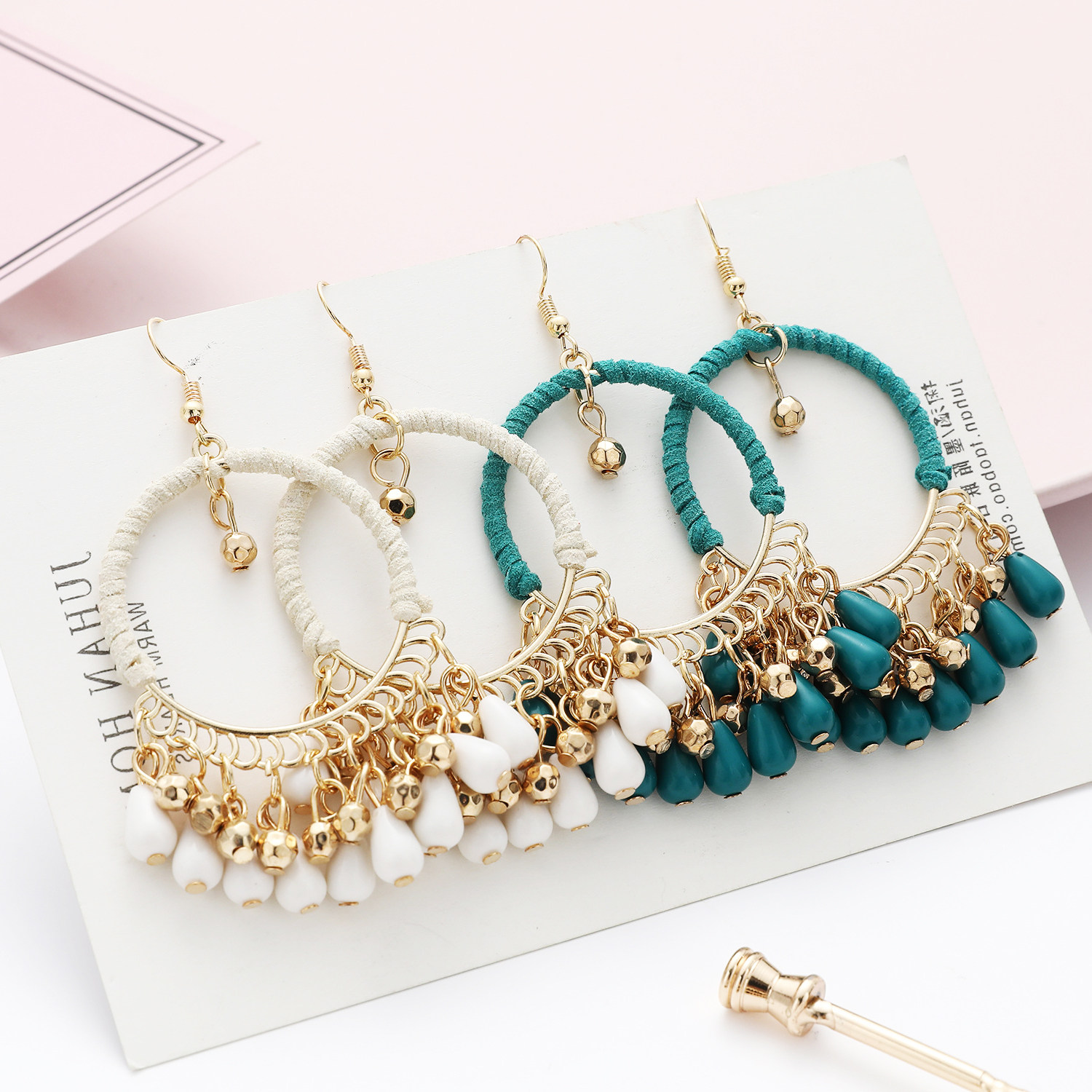 民族风气质手工编织流苏耳环波西米亚复古圆形铃铛耳坠个性时尚新,淘宝优惠券,粉丝福利购,淘宝优惠卷