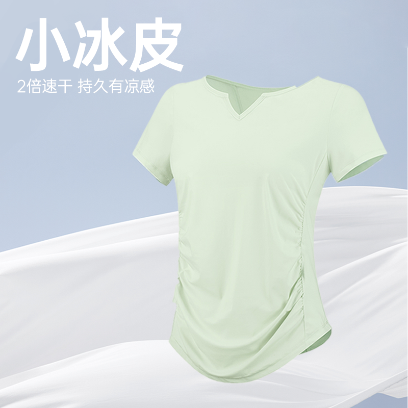 大码瑜伽服女速干运动短袖t恤胖mm健身服上衣跑步训练服套装夏季 - 图1