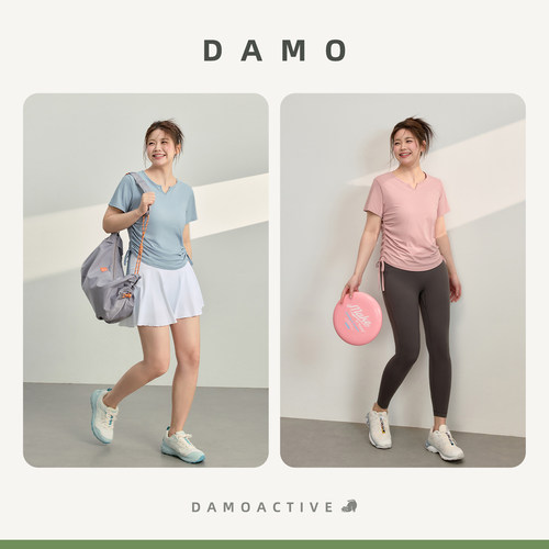 大码运动上衣女夏季速干短袖T恤普拉提训练胖MM瑜伽服健身服套装 - 图1