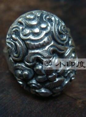 尼泊尔手工佛家吉祥八宝刻花戒指