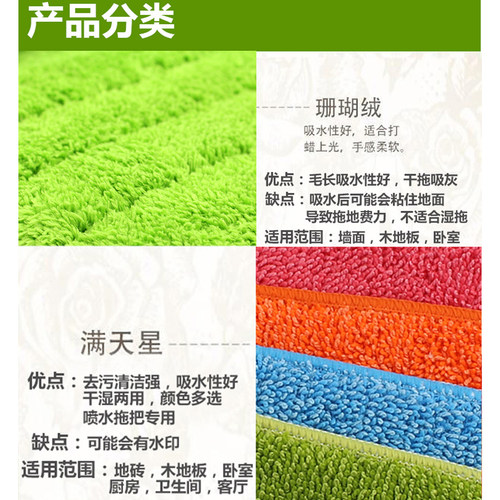 拖布替换布粘贴式喷雾平板拖把配件喷水吸水拖布头家用墩布粘扣式 - 图1