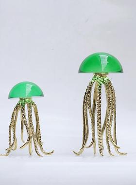 现代简约创意水晶金属章鱼摆件儿童房桌面多彩软装饰品工艺品