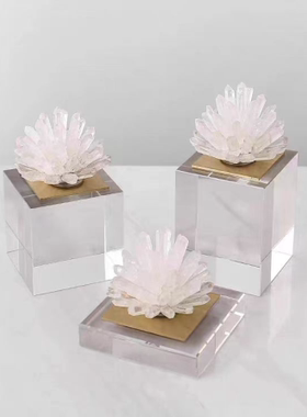 现代简约创意轻奢玛瑙水晶摆件桌面书架客厅电视柜样板房软装饰品