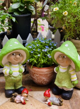 外货原单氧化镁小精灵蘑菇凳造型户外庭院摆件彩色装饰品家居摆件