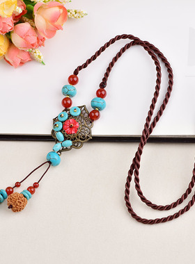 红玛瑙毛衣链项链吊坠