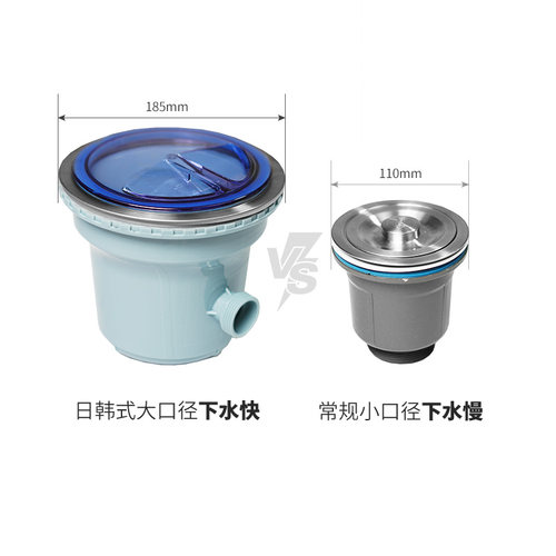 韩国款式洗菜盆下水器厨房不锈钢水槽单槽排水管子185mm过滤器 - 图1