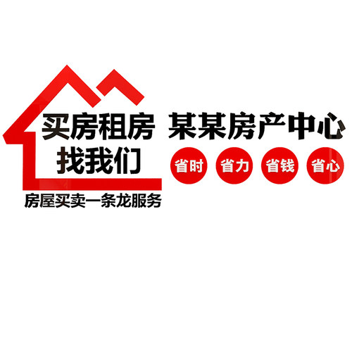 房地产中介前台励志标语墙贴纸广告玻璃门店布置文化公司背景3d - 图3