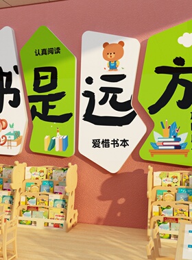 图书角布置装饰阅读文化墙贴