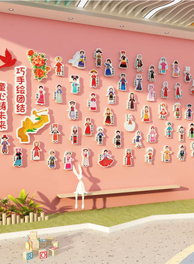 56五十六个民族图鉴团结环创地图幼儿园托管文化主题墙成品爱国贴