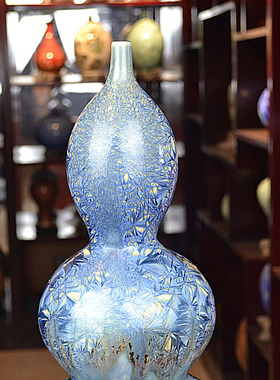 客厅葫芦德化陶瓷结晶釉工艺品