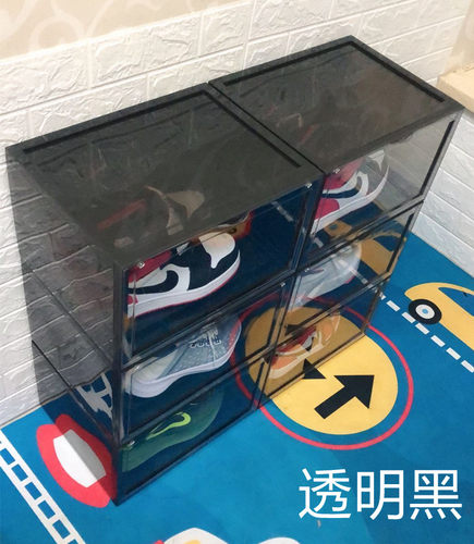 翻盖卡扣鞋盒A篮球鞋收纳盒防尘防潮展示鞋墙省空间硬塑料纯色款 - 图2