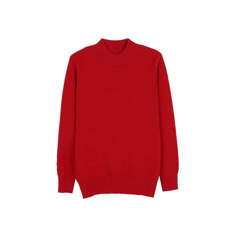 【门店同款】海尔曼斯秋冬简约红色女羊绒衫针织衫温柔风毛衣保暖,淘宝优惠券,粉丝福利购,淘宝优惠卷