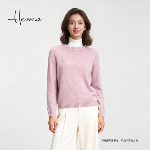 海尔曼斯25冬季新品精英衣橱通勤气质金豆纱羊绒针织衫女250L3B71 - 图0