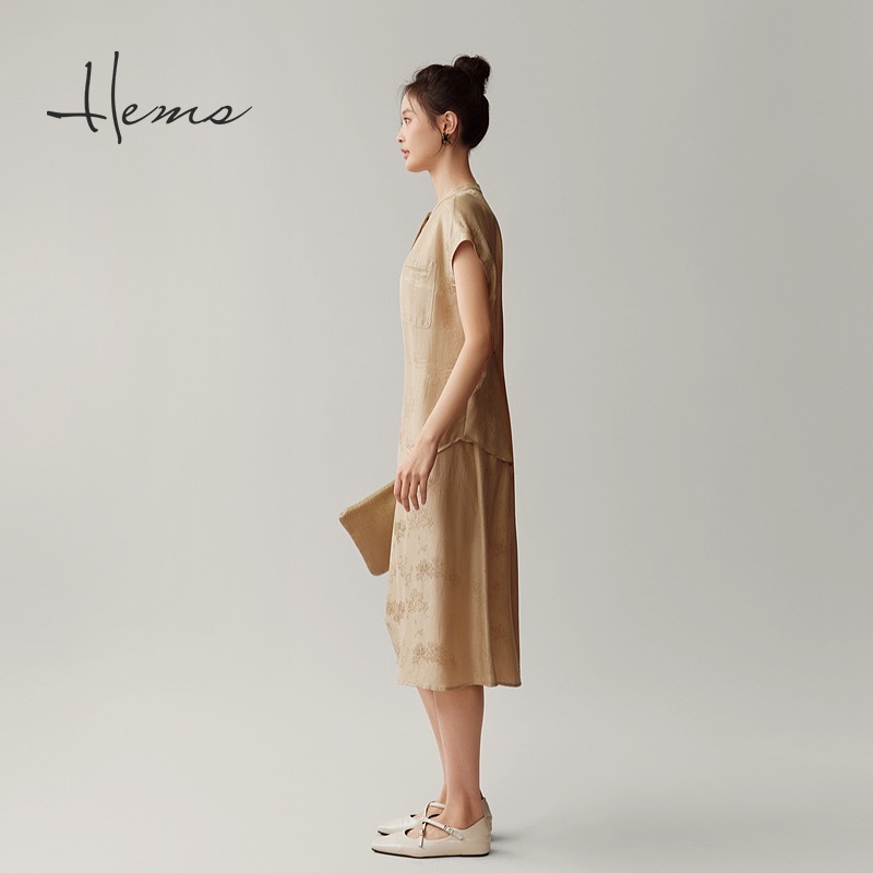 海尔曼斯25春夏新品慢江南国风新中式桑蚕丝轻薄立领小衫25614C6V - 图1