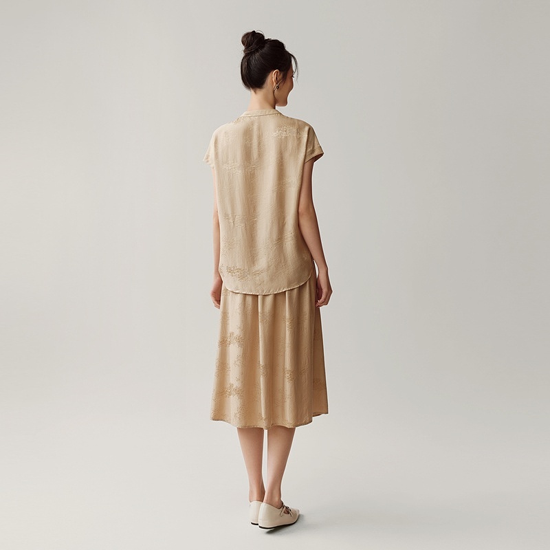 海尔曼斯25春夏新品慢江南国风新中式桑蚕丝轻薄立领小衫25614C6V - 图2