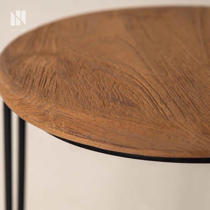 弄物集实木家用铁艺圆凳简约高脚吧台椅酒吧餐厅侘寂风日式矮凳,淘宝优惠券,粉丝福利购,淘宝优惠卷