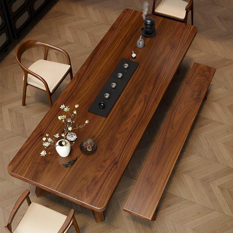 二大爷新中式黑胡桃木实木大板泡茶桌椅组合家用茶台2025新款高端,淘宝优惠券,粉丝福利购,淘宝优惠卷