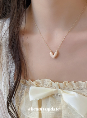 14k真金电镀滴油多巴胺爱心项链轻奢小众锁骨链韩系简约甜美项饰