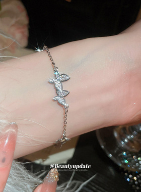 韩系ins锆石蝴蝶手链甜美优雅气质日常百搭手环轻奢感手饰女