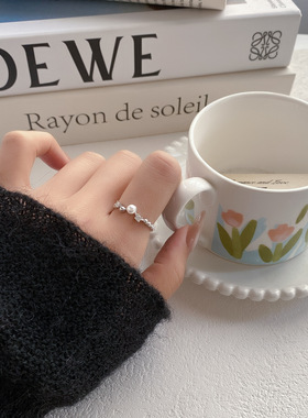 小清新锆石波浪线设计闭口指环戒指女小众轻奢食指戒大气女