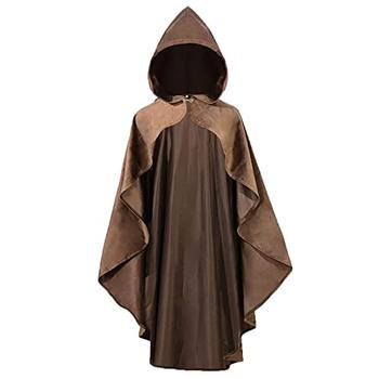 Halloween velvet hooded green cape brown irregular shiny cape collar diamond button stage wear for women