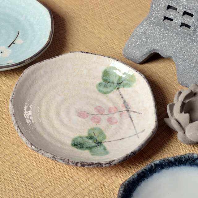 Japanese style underglaze ceramic plate