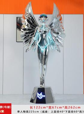 电镀空山基机械姬电竞酒吧夜店大型落地雕塑潮流轻奢装饰摆件发光