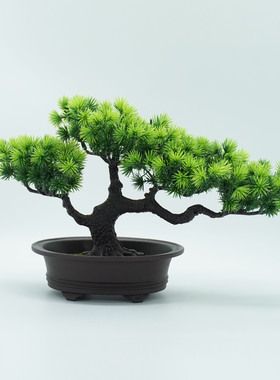 新款仿真盆栽中式迎客松盆景摆件