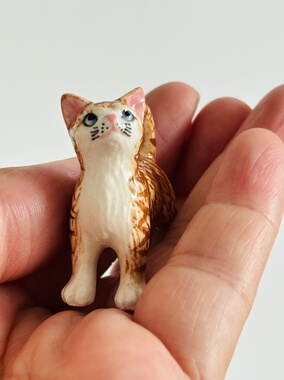 吉猫陶瓷小动物纯手工绘制釉下彩高温