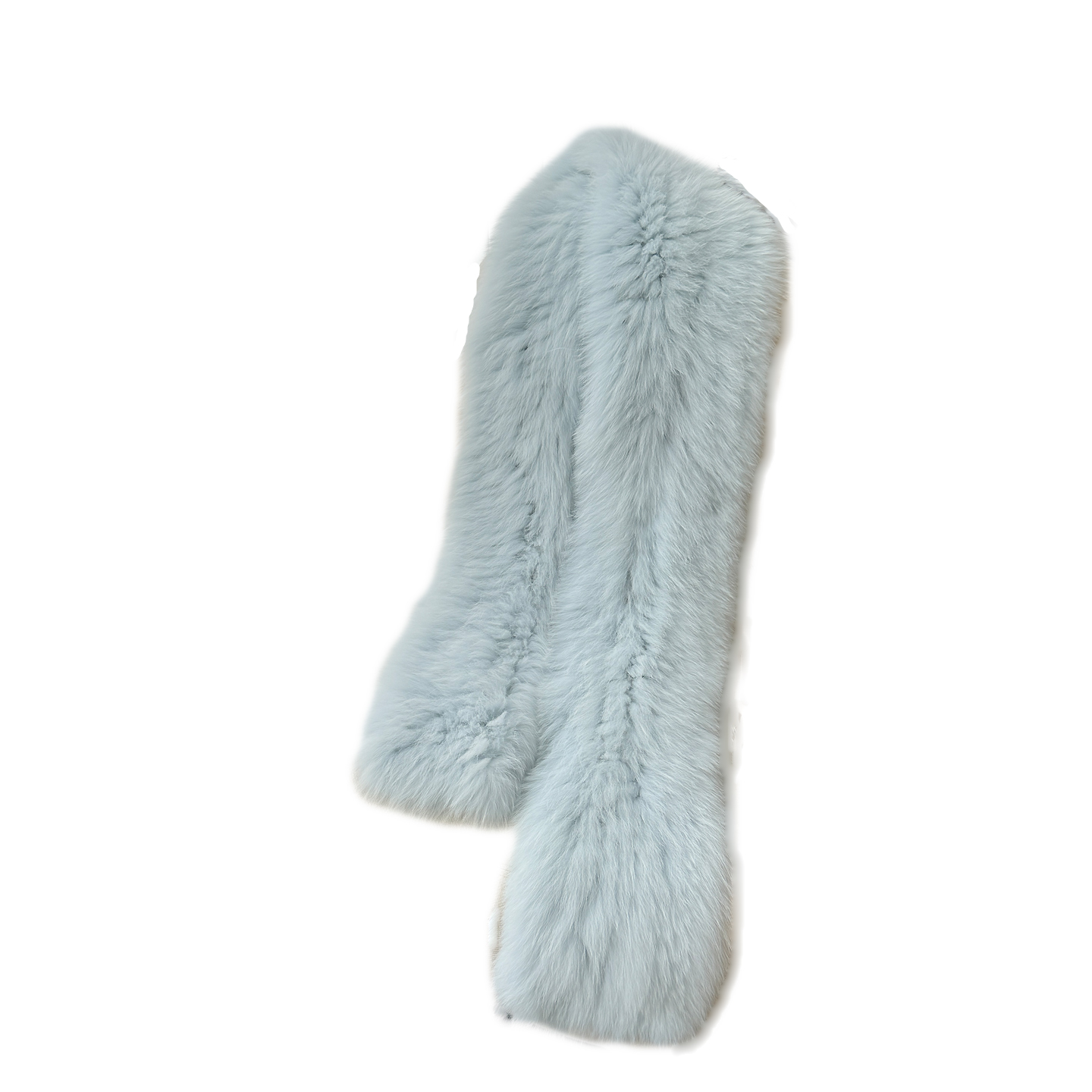 秋冬高质品牌走秀新多巴胺马卡龙色少女系真皮草蓝色狐狸毛长围巾 - 图3