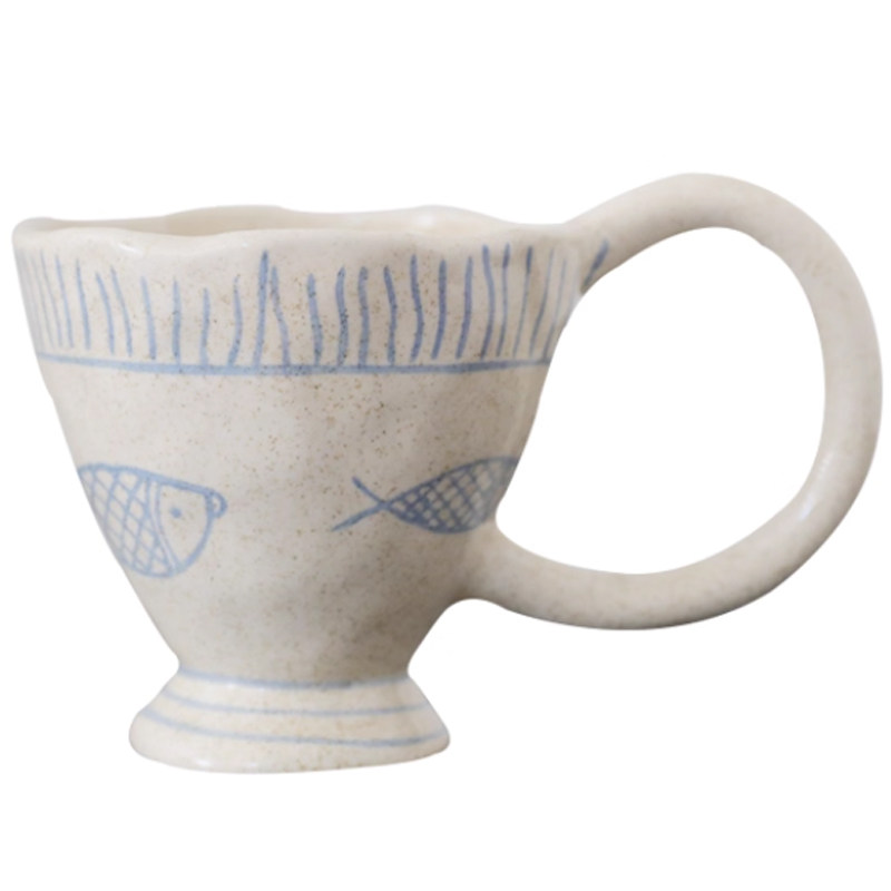 小鱼有把握。创意小众个性手作手绘高温瓷釉下彩陶瓷餐盘咖啡杯,淘宝优惠券,粉丝福利购,淘宝优惠卷