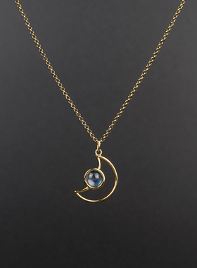 月轮纯手工银镀金镶嵌天然陨石