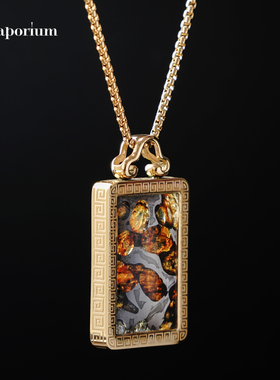 天然肯尼亚橄榄陨石吊坠封闭抗氧