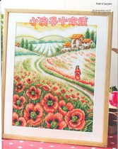 Small house Cross embroidered DMC kit-Poppy Fields Garden-Bright Flowers and Grass Little Tutor Home Home Decoration