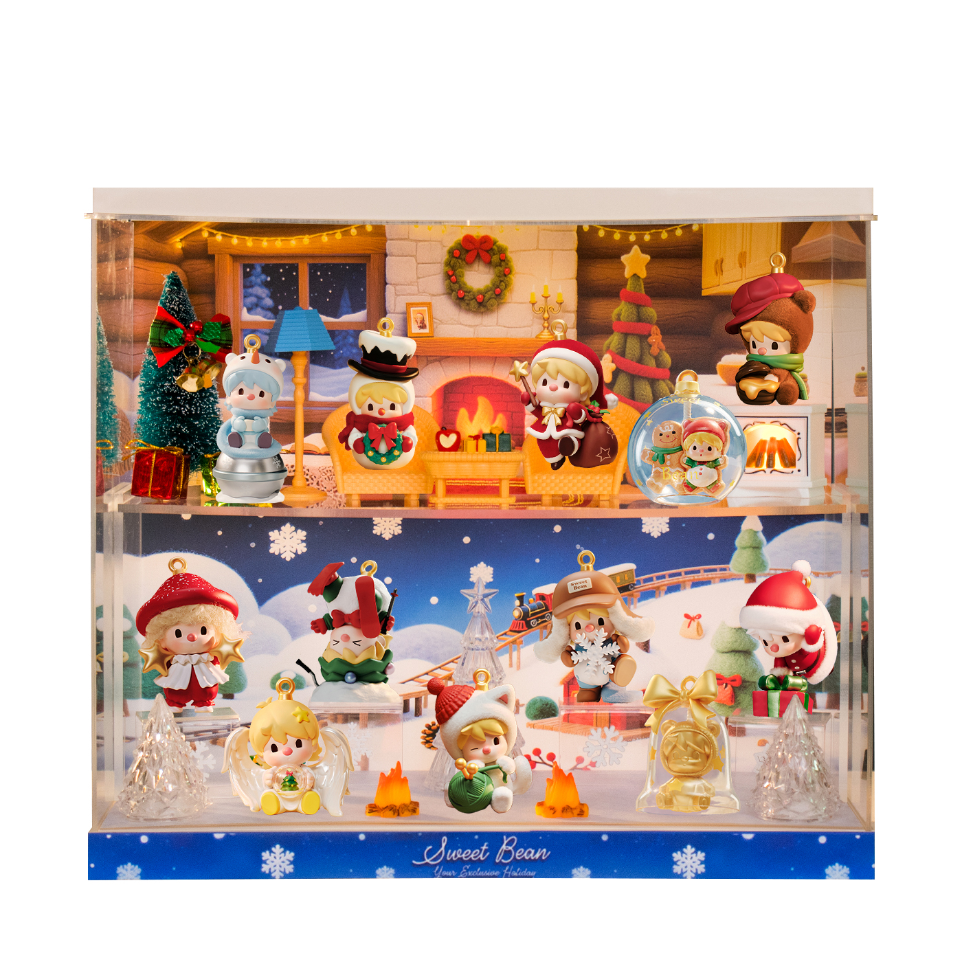 适用泡泡玛特小甜豆属于你的节日系列手办盲盒场景圣诞展示盒摆件 - 图3