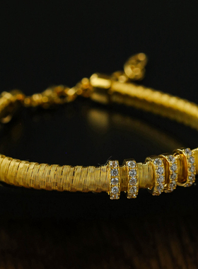 意大利925银拉丝工艺跑环手链女