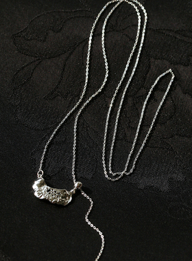 小众设计不规则几何吊坠银色项链