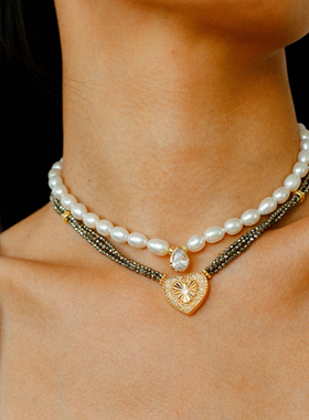 欧美ins天然珍珠紫晶水滴坠项链