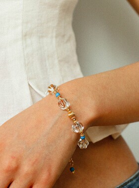 原创蓝松灯笼琉璃珠项链手链耳环