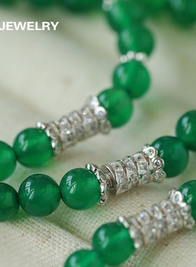 新中式国风925银绿玛瑙项链手链