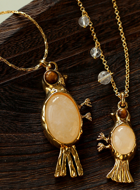 复古宫廷水晶小鸟吊坠项链毛衣链