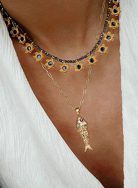 欧美小众轻奢金色灵动小鱼项链女