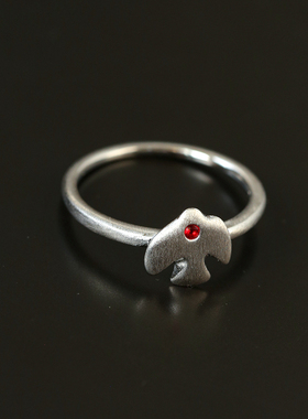 小众设计极简925银飞鸟开口戒指